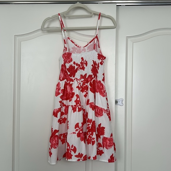 Billy J Red White Floral Tiered Mini Dress - Picture 4 of 5